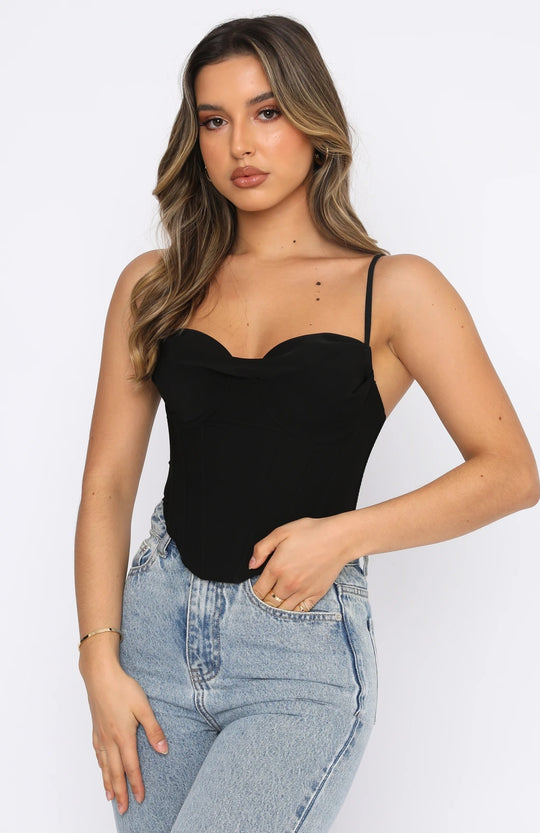 Damen Bustier-Oberteil mit Reißverschluss und feiner Raffung R&B