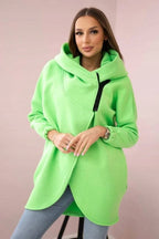 R&B | Zip Kapuzenpullover mittellange Fleece Sweatjacke