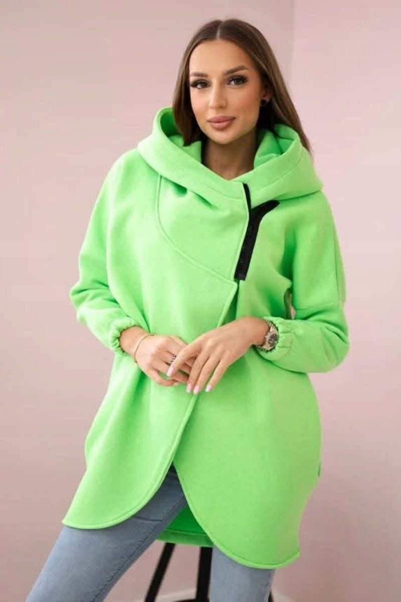 R&B | Zip Kapuzenpullover mittellange Fleece Sweatjacke