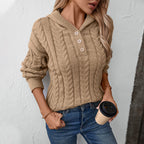 Damen Strickpulli mit Kapuze und Zopfmuster