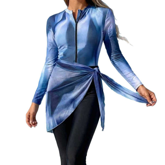 Damen modischer Rashguard mit asymmetrischem Wickeldesign R&B