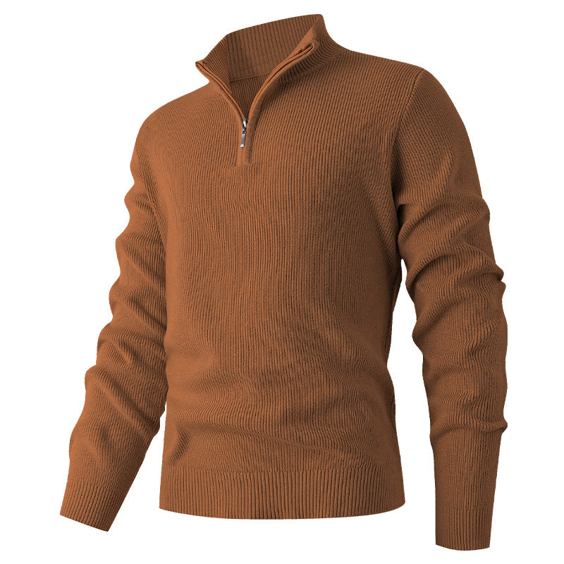 Herren leichter Stehkragenpullover mit Reißverschluss