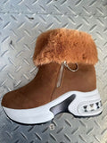 Damen Sneaker-Stiefel mit weichem Kunstfellkragen und trendigem Reißverschluss R&B