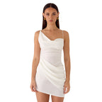 Damen Mini-Party Kleid mit asymmetrischem Ausschnitt und Taillierung R&B