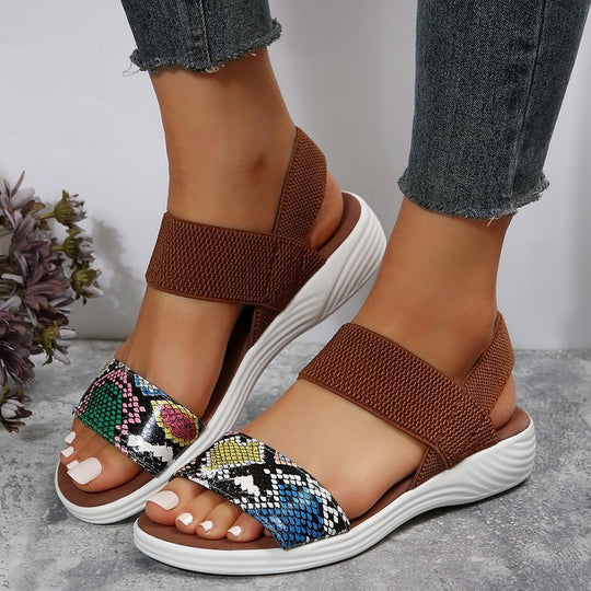 Damen Freizeitsandalen mit elastischen Riemen und rutschfester Sohle R&B