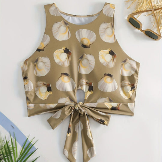 Damen Crop-Top mit modischem Knoten-Design R&B