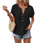 Damen Kurzarm Bluse mit Knopfleiste und lässigem Schnitt R&B
