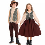Unisex nan Kinderkostüm Set mit bestickter Paisley-Weste und Rüschenbluse R&B