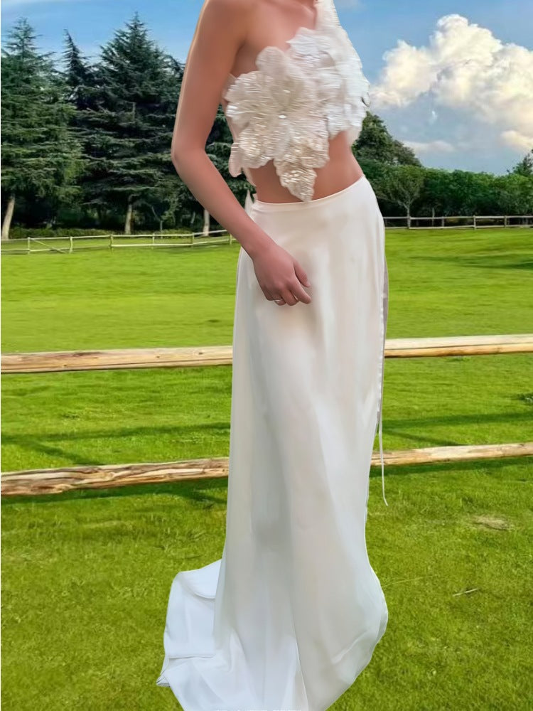 Damen Elegantes Hochzeitskleid mit floraler Applikation und schwingendem Rock R&B