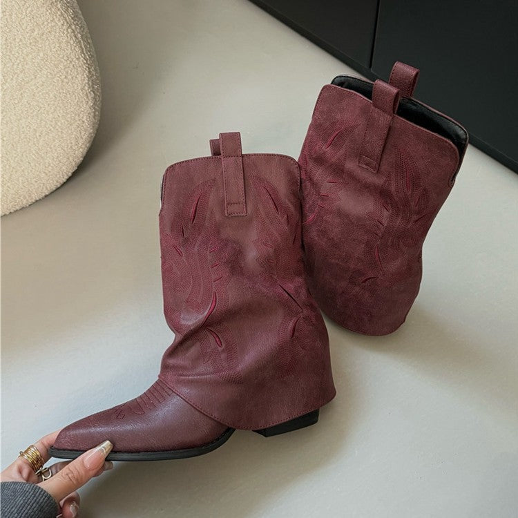 Damen Cowboy-Stiefel mit gerafftem Schaft und filigranen Nähten R&B