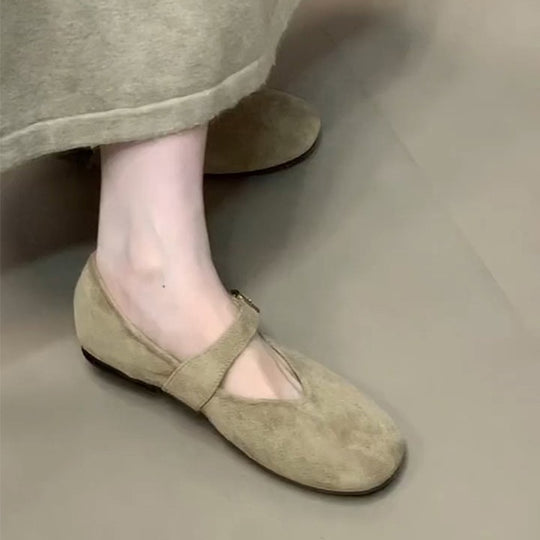 Damen elegante Ballerinas mit modischem Schnallenverschluss R&B
