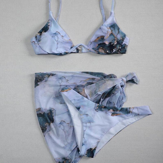 Damen Triangel-Bikini-Set mit Übergroßem Wickelrock R&B