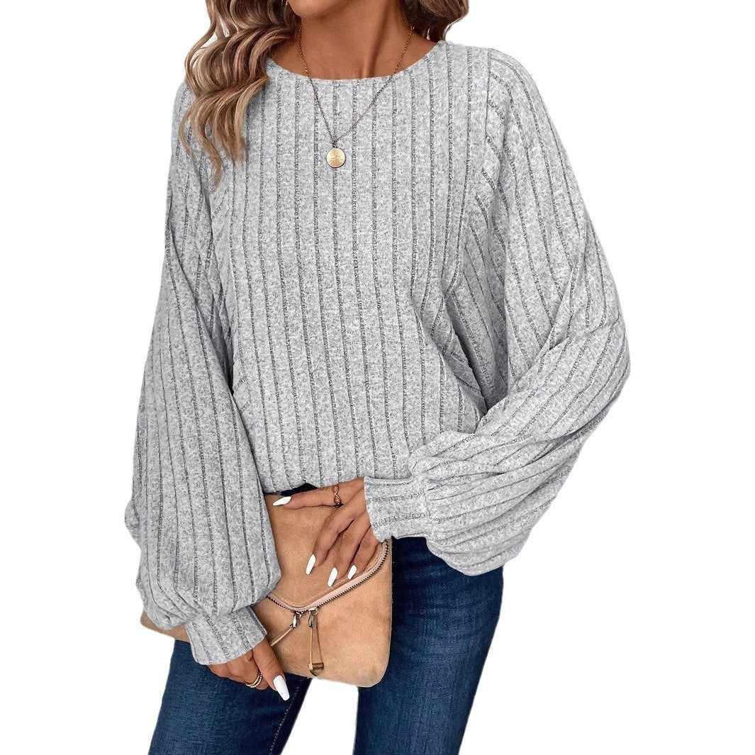 Damen Pullover mit eleganten Ballonärmel und Rippenstruktur R&B