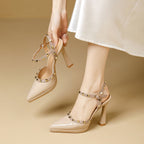 Damen elegante Absatzsandalen mit dekorativen Nieten