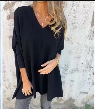 Damen V-Ausschnitt Oversized Pullover R&B