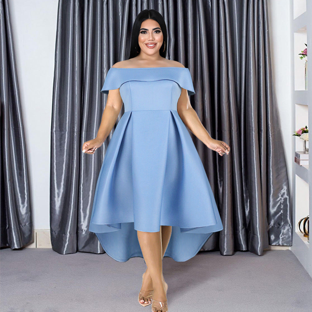 Damen Hochzeitskleid mit schulterfreiem Design und schwingendem Saum R&B