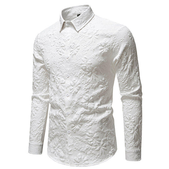 Herren Langarmhemd mit detailreicher Blumenstickerei R&B