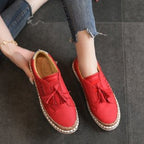 Damen Sportliche Mokassins mit modischen Fransen und Luftlöchern R&B