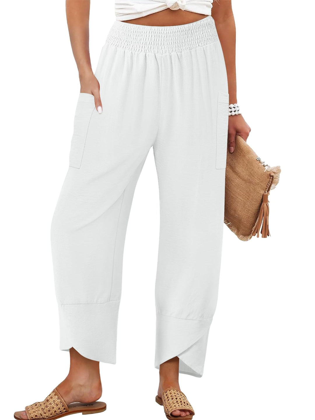 Damen Weite Sommerhose mit elastischem Bund und praktischen Taschen R&B