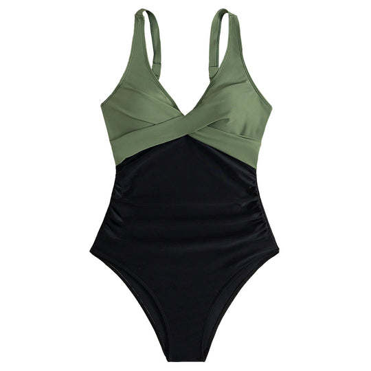 Damen Einteiler Badeanzug mit modernem Wickeldesign R&B