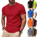 Herren nan athletisches Funktions-T-Shirt mit Rundhalsausschnitt, körpernahem Stretchschnitt und kontrastierendem Ärmelsaum R&B
