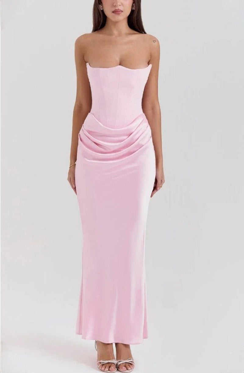 Damen nan trägerloses Korsagen-Abendkleid mit konturierter Miederkonstruktion und eleganter Hüftdrapierung R&B