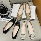 Damen elegante Ballerinas mit modischem Quadrat-Detail R&B