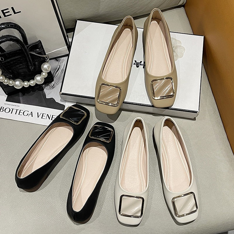 Damen elegante Ballerinas mit modischem Quadrat-Detail R&B