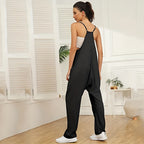 Damen Lässiger Jumpsuit mit tiefem V-Ausschnitt und praktischen Taschen R&B