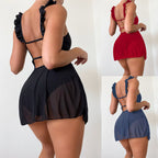 Damen Strandkleid mit Rüschendetails und verstellbarem Rücken R&B