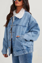 R&B | Damen Denimjacke mit Fleecekragen Trendy und Bequem für Jeden Tag