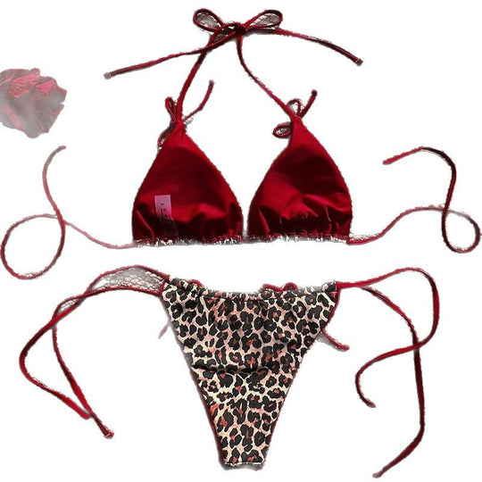 Damen Triangel-Bikini mit verspieltem Animal-Print R&B