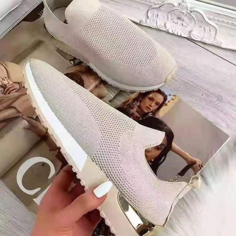 Damen Atmungsaktive Slip-On Sneakers mit glänzendem Akzent R&B