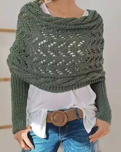 R&B | Hohl Langarm Gestrickter Schal Pullover
