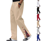 Herren nan Relax-Freizeithose mit Druckknopf-Seitenschlitzen und Tartan-Karo-Einsatz R&B
