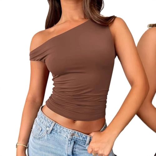 Damen asymmetrisches Oberteil mit Raffung R&B