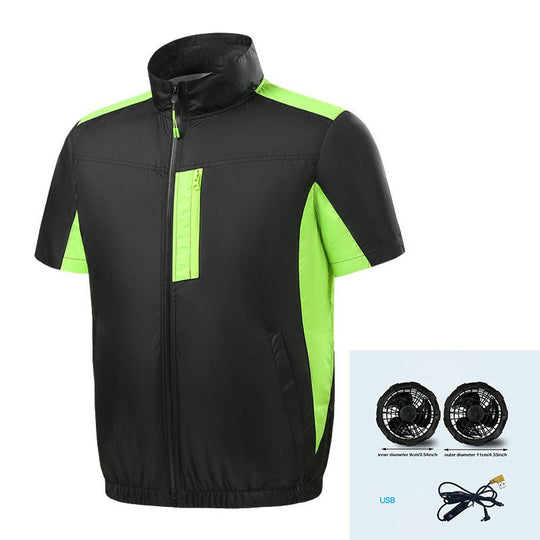 Herren nan kurzärmlige Kühljacke mit integrierbaren USB Lüftern und atmungsaktivem Meshfutter R&B