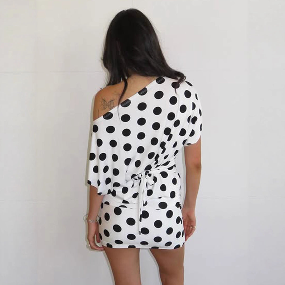 Damen lässiges Oberteil mit stilvollem Polka-Dot-Muster und Binde-Detail R&B