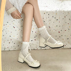 Damen elegante Ballerina-Pumps mit modischen Riemchen und dekorativen Schleifen R&B