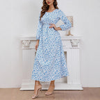 Damen Maxikleid mit Blumenmuster und Taillierung R&B