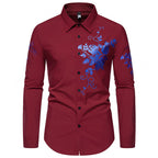 Herren Langarmhemd mit floralen Stickereien R&B