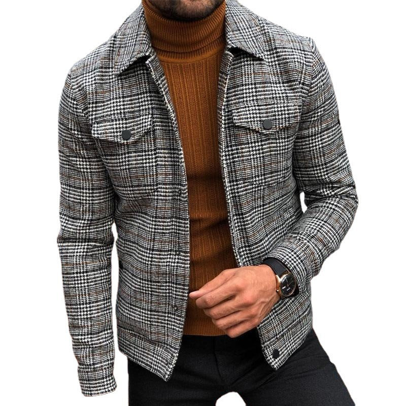 Herren modische Karojacke mit praktischen Brusttaschen und figurschmeichelndem Schnitt