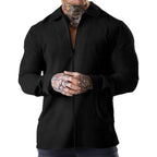 Herren nan strukturierte Zip-Hemdjacke aus Waffelstrick mit Kentkragen und schmaler Silhouette R&B