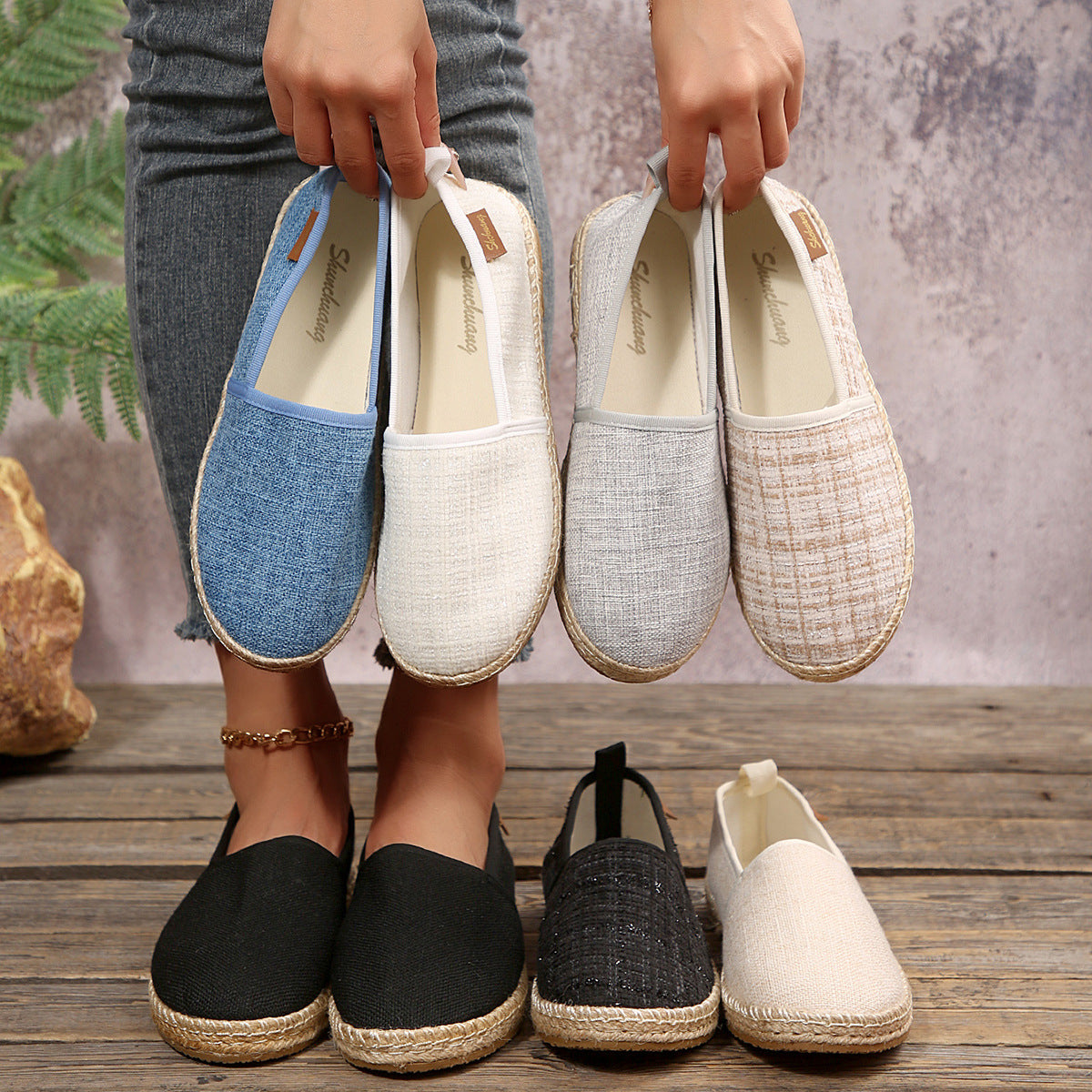 Damen Espadrilles mit rutschfester Sohle und anatomischem Fußbett R&B