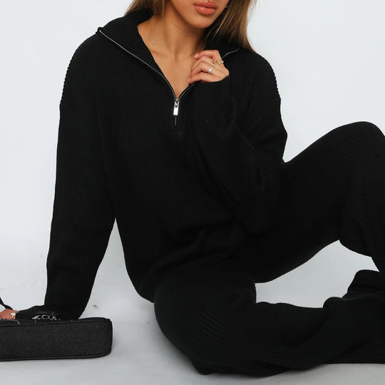 Damen modischer Strickpullover mit Stehkragen R&B