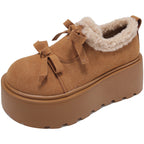 Damen Komfortable Plateau-Schuhe mit weichem Lammfell-Design R&B