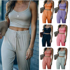 Frauen Ribbed Cropped Lounge Set