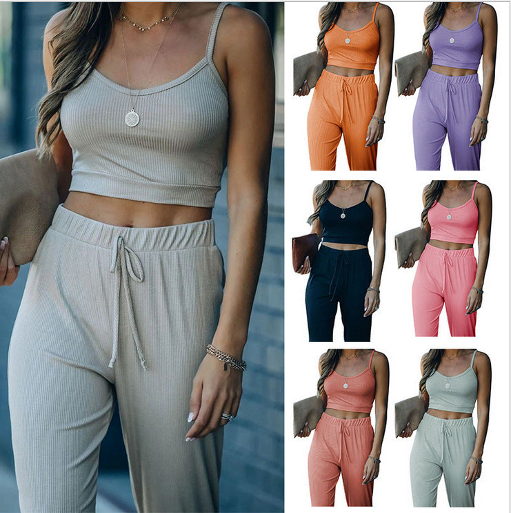 Frauen Ribbed Cropped Lounge Set