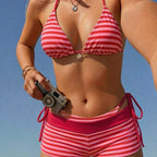 Damen Bikini-Set mit verstellbaren Trägern und hochgeschnittener Shorts R&B