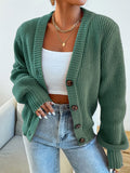 Damen bequeme Strickjacke mit schickem V-Ausschnitt R&B